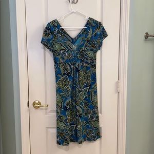 Blue and Gold Paisley Dress. Size 8.